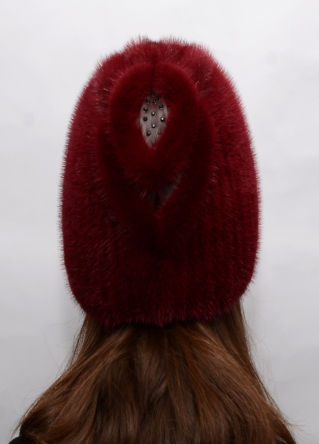 Женская вязаная норковая шапка Меховой Стиль листок (211183410)