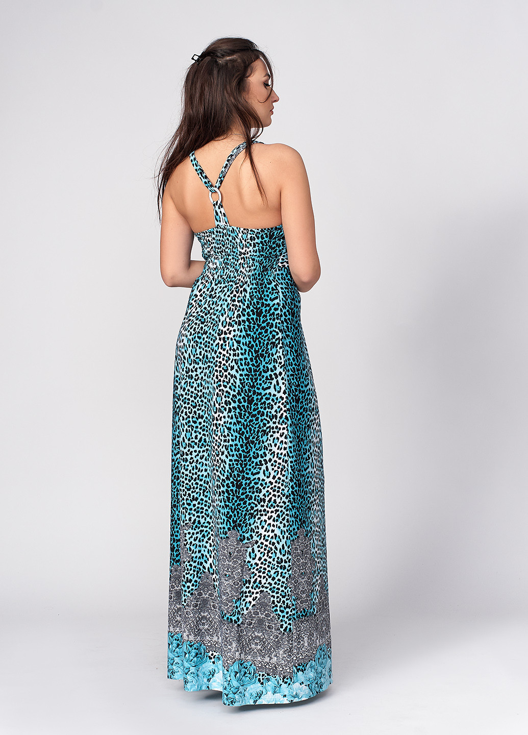 Блакитна кежуал плаття, сукня в стилі армпір Ut леопардовий