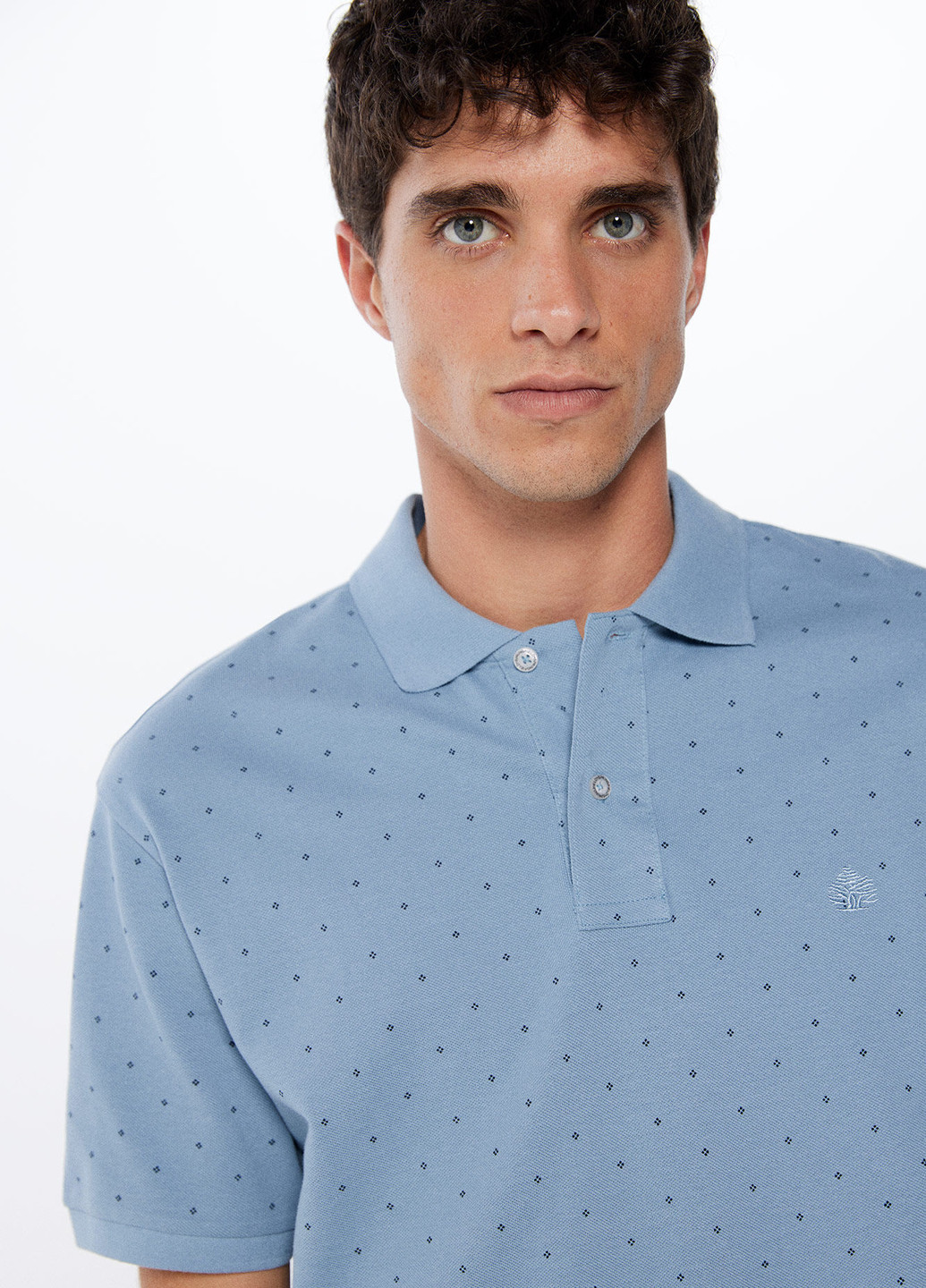 Голубой футболка-поло для мужчин Springfield с геометрическим узором
