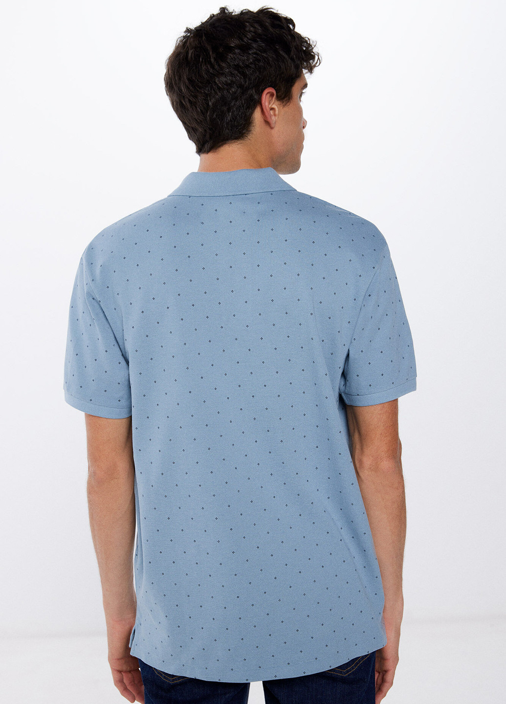 Голубой футболка-поло для мужчин Springfield с геометрическим узором