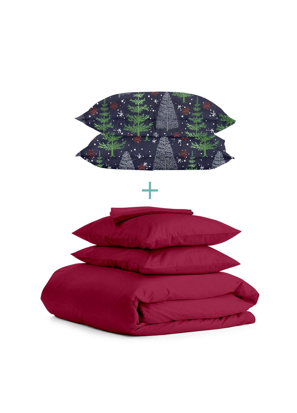 Комплект евро постельного белья RANFORS BORDO WINTER WOOD NIGHT Bordo (2 наволочки 50х70 в подарок) Cosas (251281474)