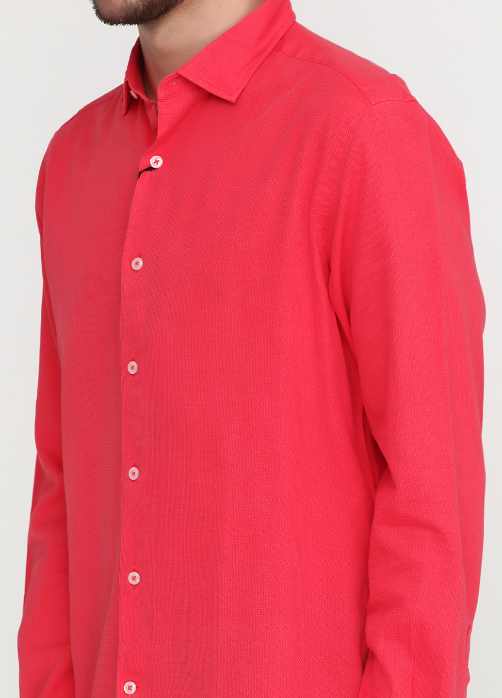 Красная кэжуал рубашка однотонная Massimo Dutti с длинным рукавом