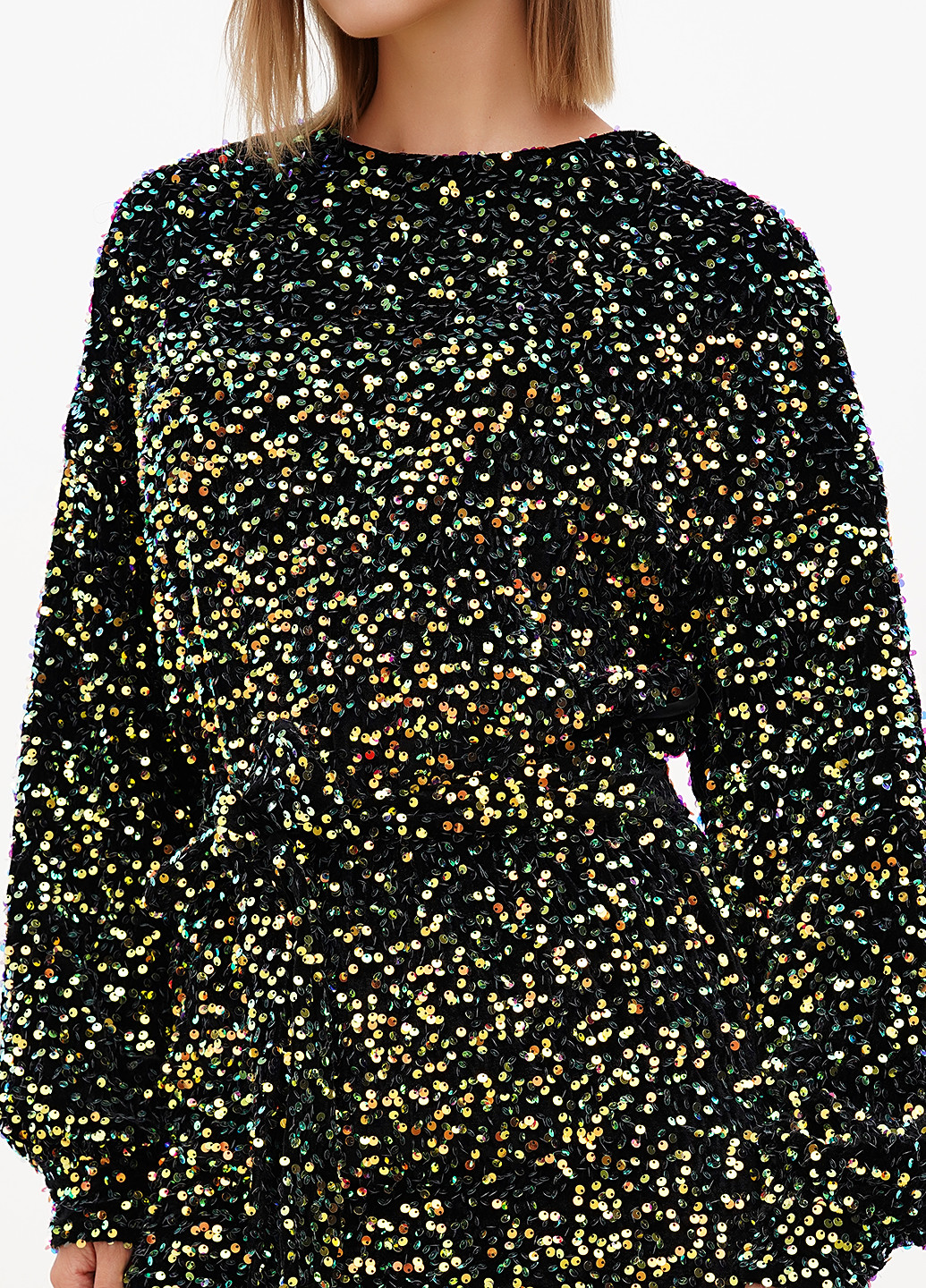 Черное коктейльное платье Boohoo с новогодним принтом