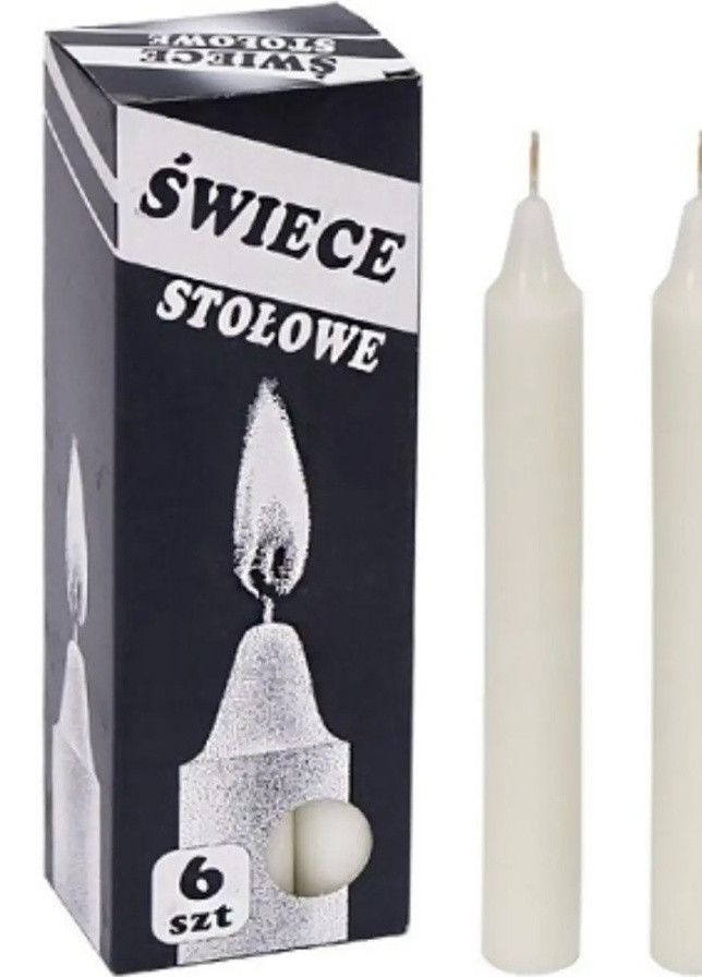 Свічки набір 6 штук, господарські столові парафінові великі білі для дому, свічка воскова 16 см висота No Brand (255274699)