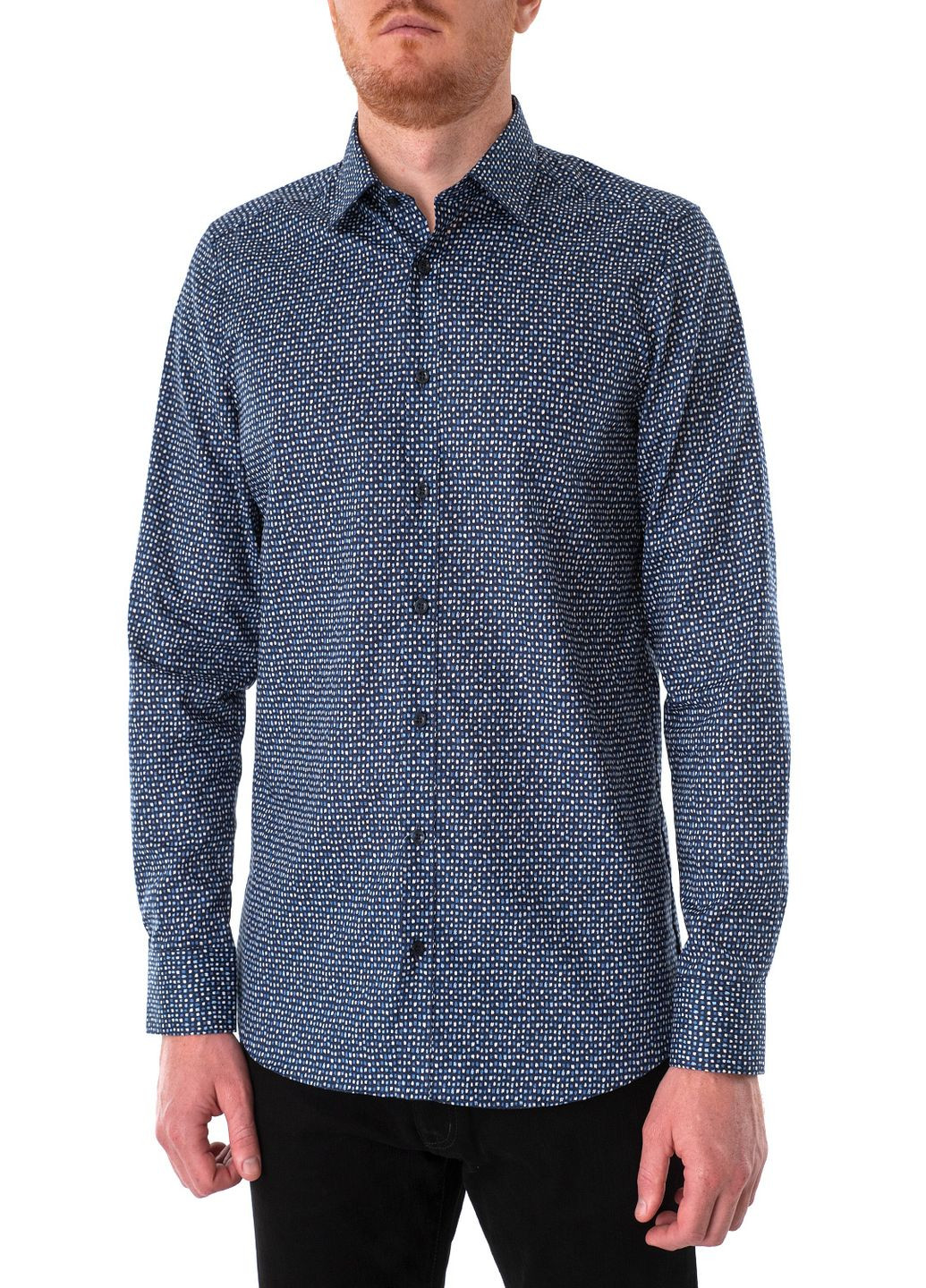 Синяя рубашка с абстрактным узором MARVELIS