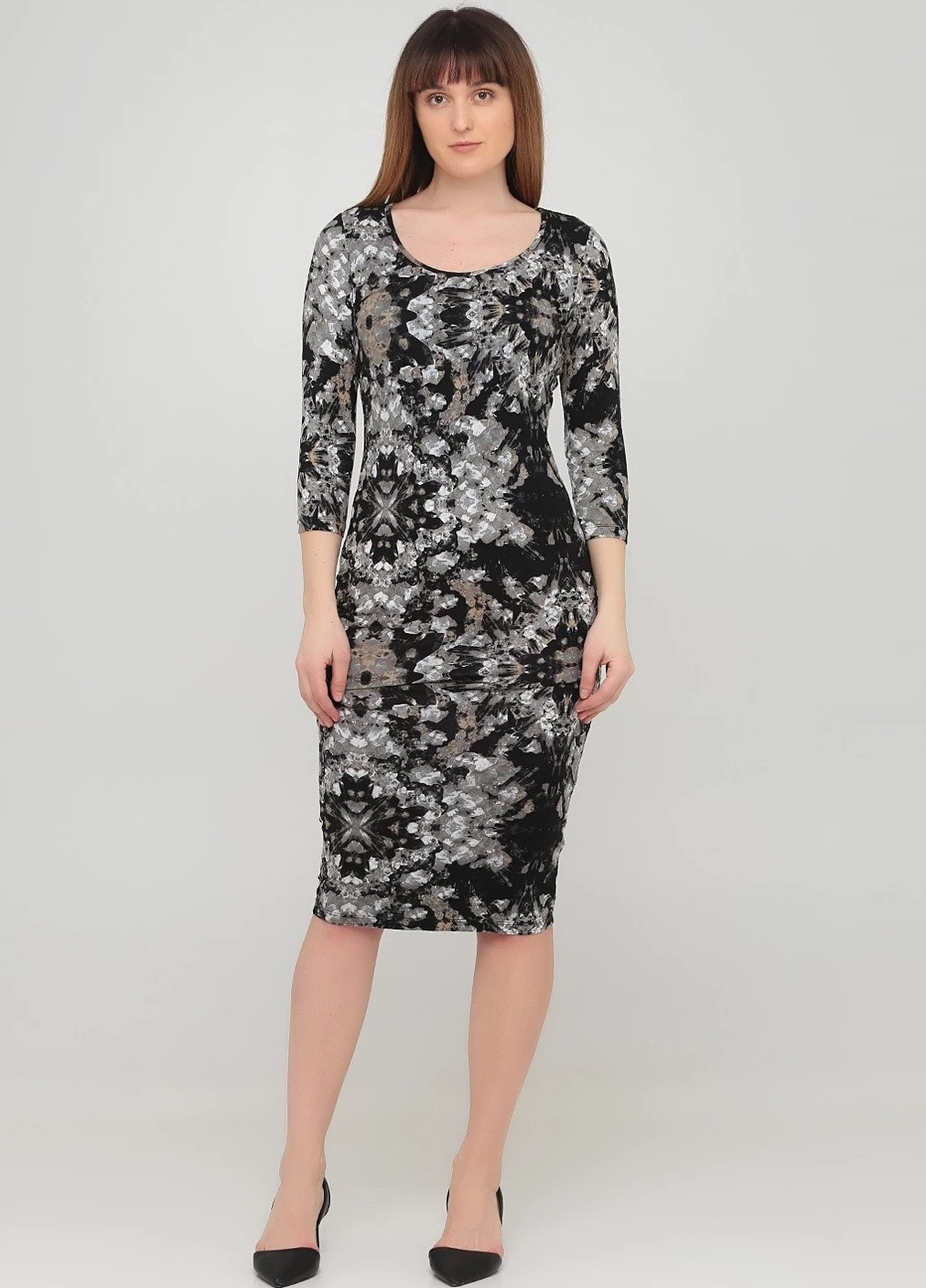 Комбинированное кэжуал платье с абстрактным узором F&F