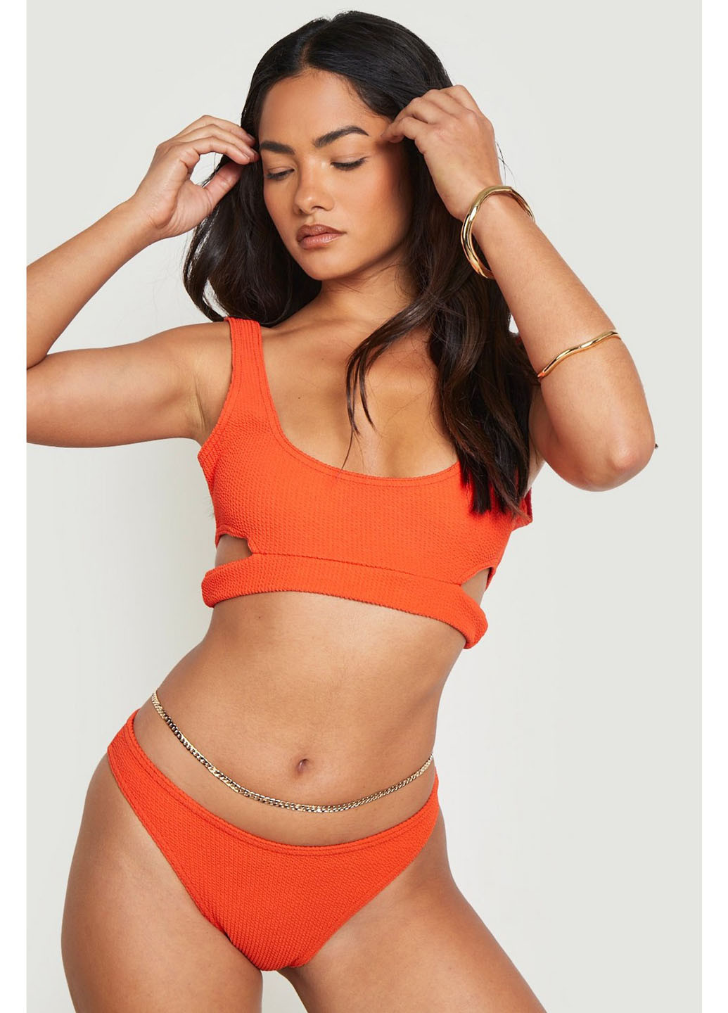 Оранжевые купальные трусики-плавки однотонные Boohoo