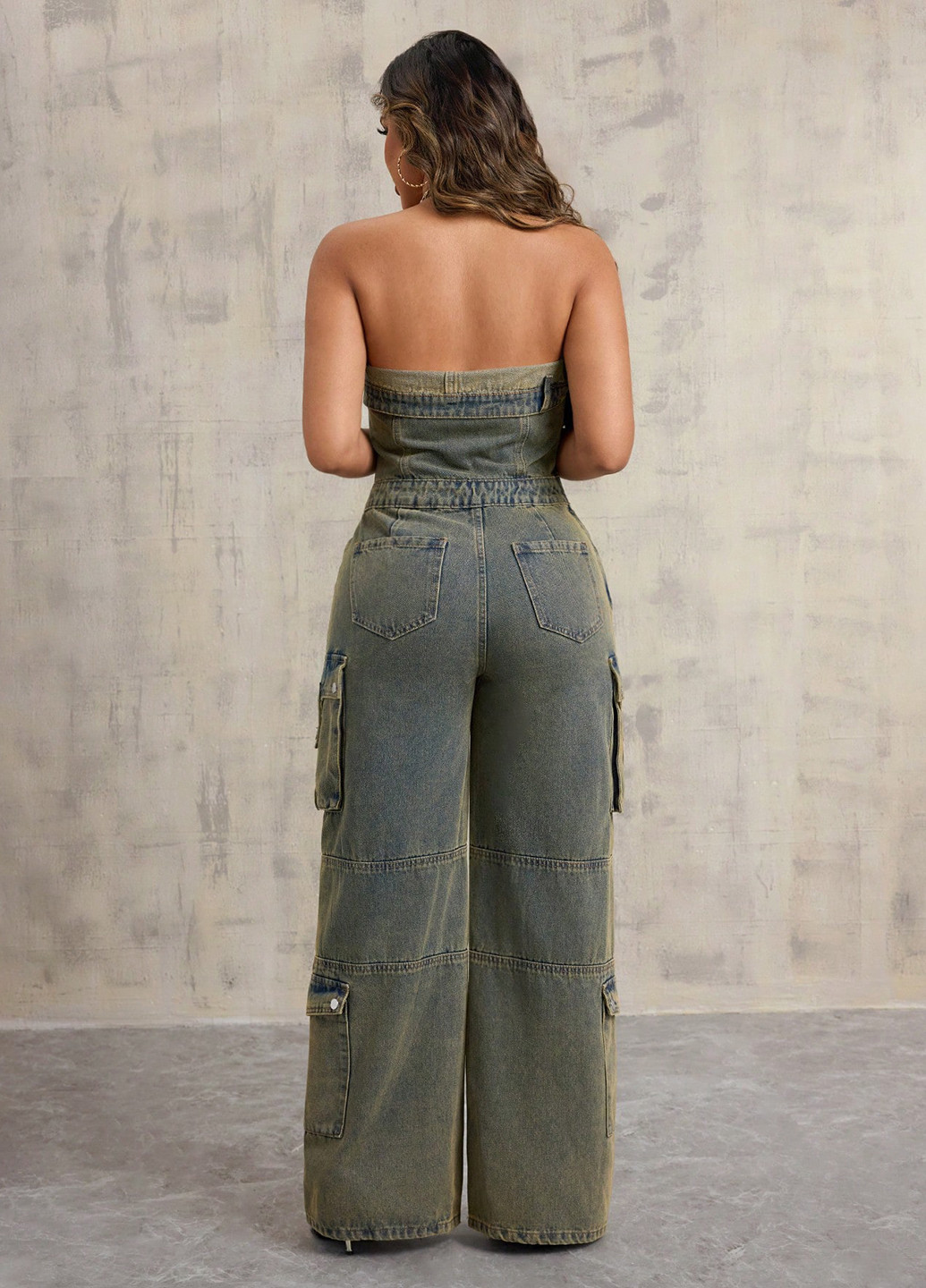 Комбінезон SHEIN комбінезон-брюки варенка комбінований джинсовий бавовна, джинс