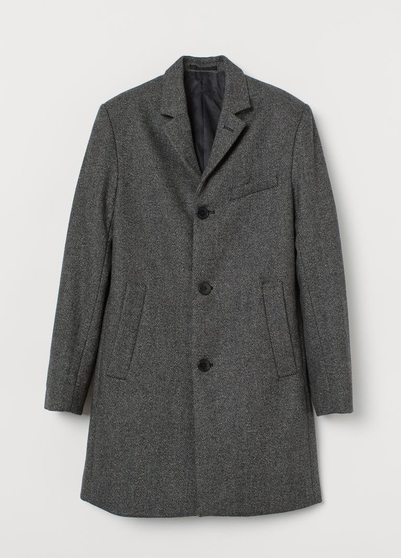 Темно-сіре зимнє Пальто H & M Темно-сірий / Малюнок «ялинка» H&M
