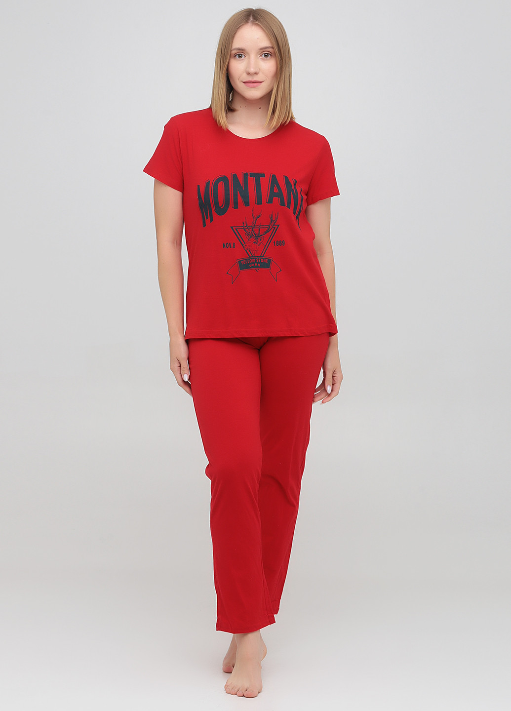 Красная всесезон пижама (футболка, брюки) футболка + брюки Carla Mara