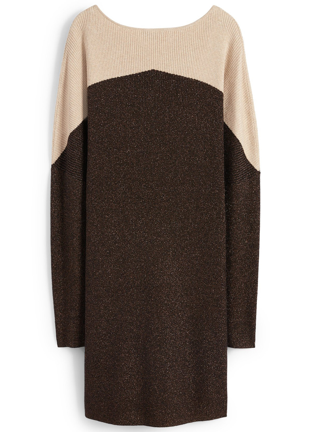 Коричневое кэжуал платье платье-свитер C&A колор блок