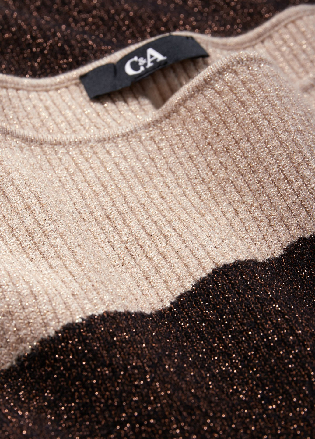 Коричневое кэжуал платье платье-свитер C&A колор блок