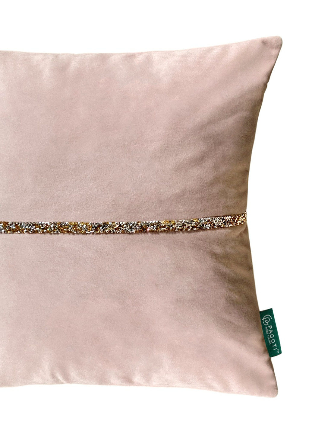 Подушка декоративная с серебряно-золотистыми стразами Diamond пудровая 40х40 см PAGOTI (256519293)