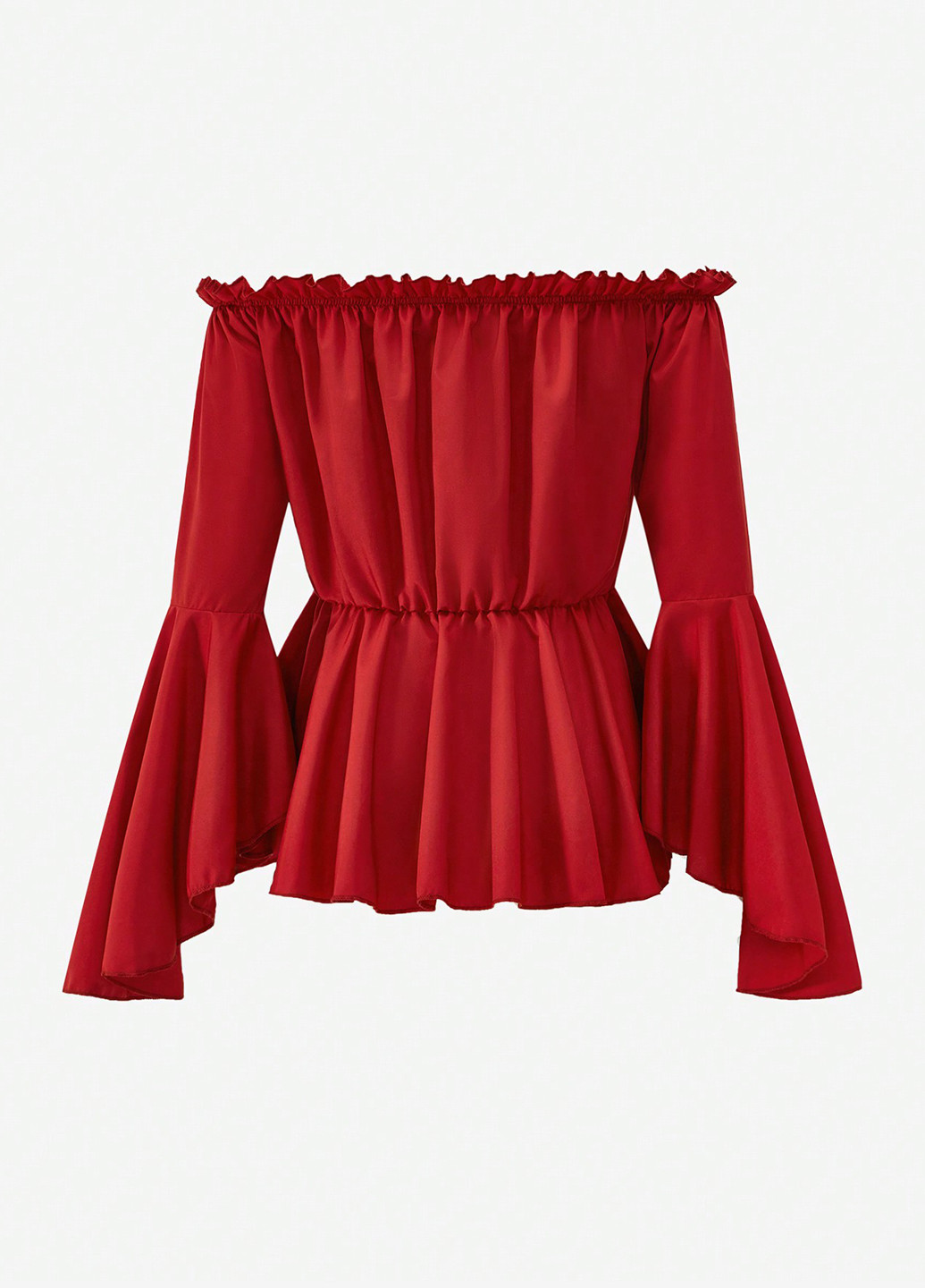 Темно-красная однотонная блузка с баской SHEIN демисезонная