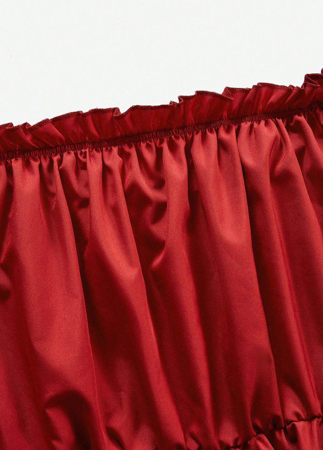 Темно-красная однотонная блузка с баской SHEIN демисезонная