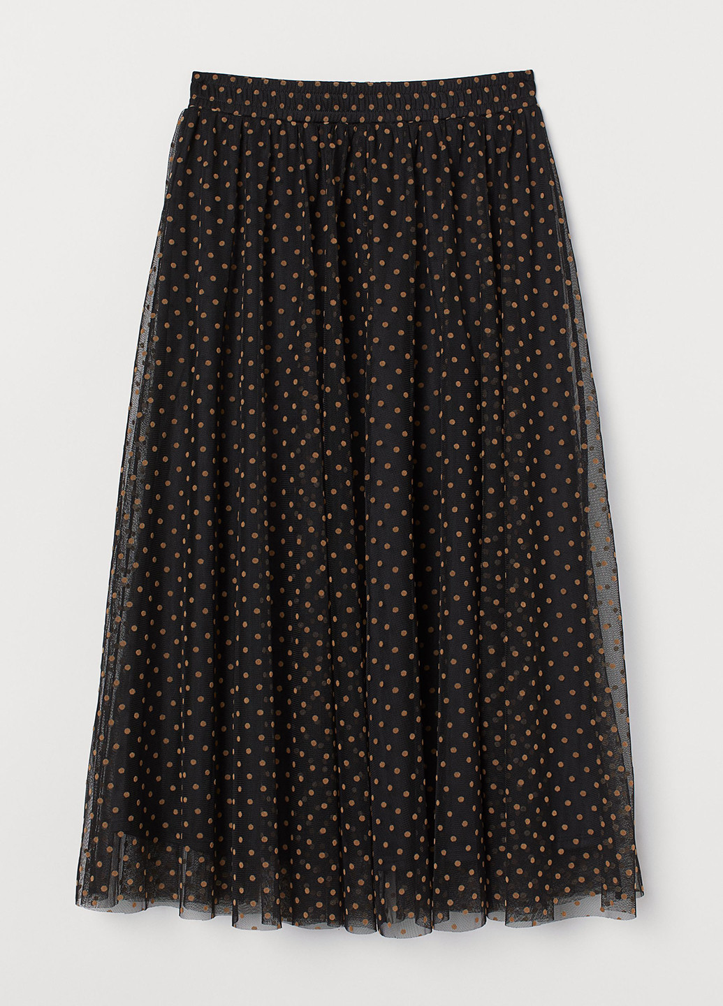 Черная кэжуал в горошек юбка H&M клешированная