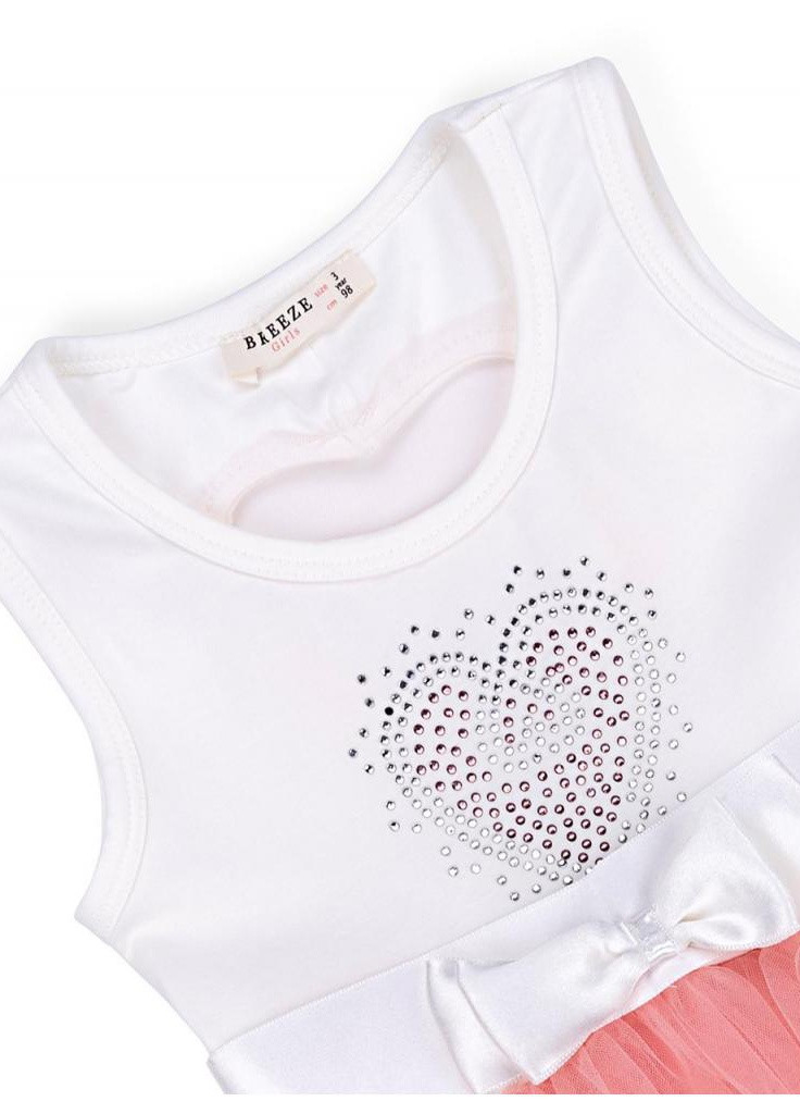 Бежева футболка сарафан з фатіновой спідницею і серцем (10862-98g-peach) Breeze (205765275)