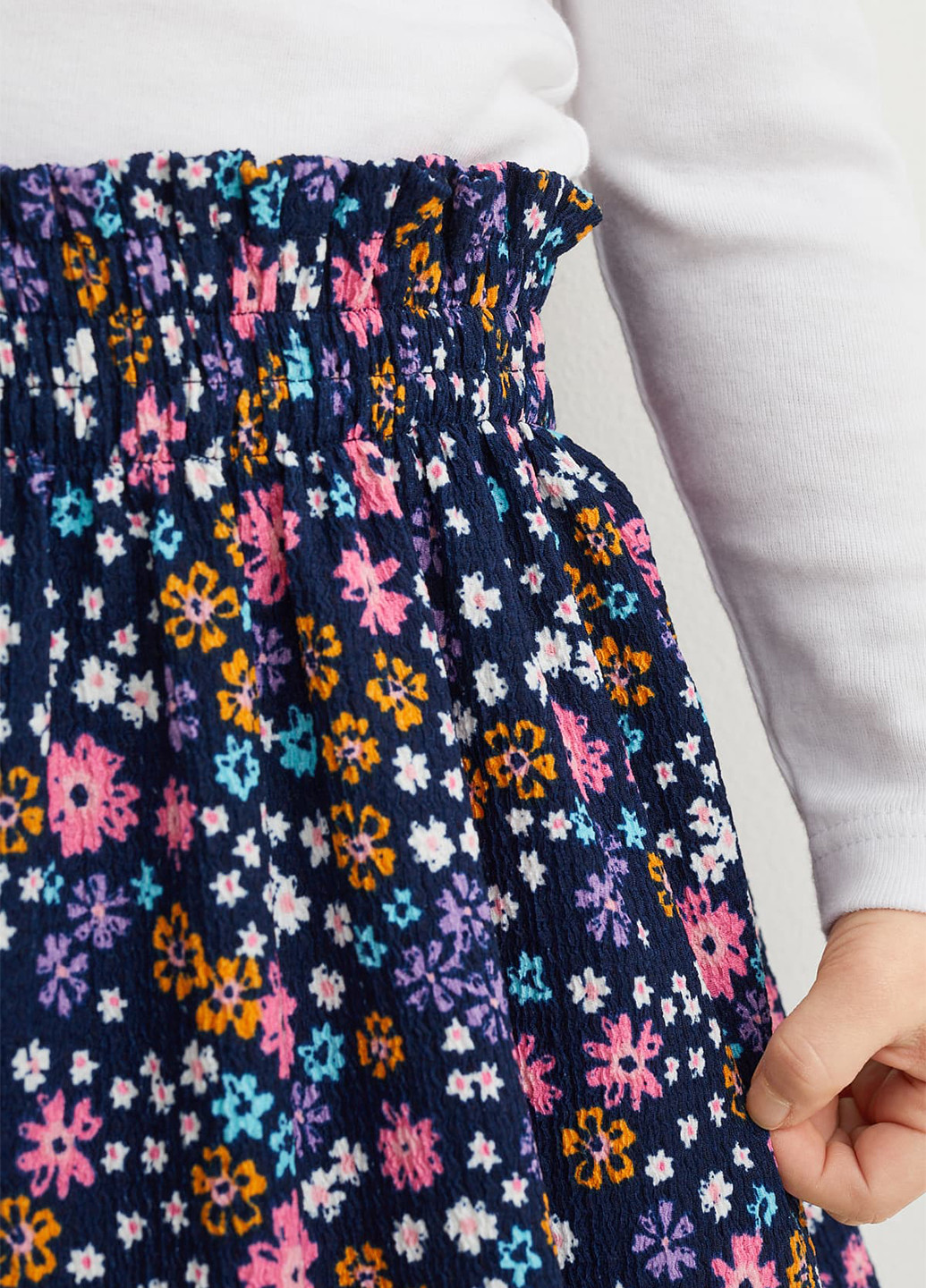 Темно-синяя кэжуал цветочной расцветки юбка C&A клешированная