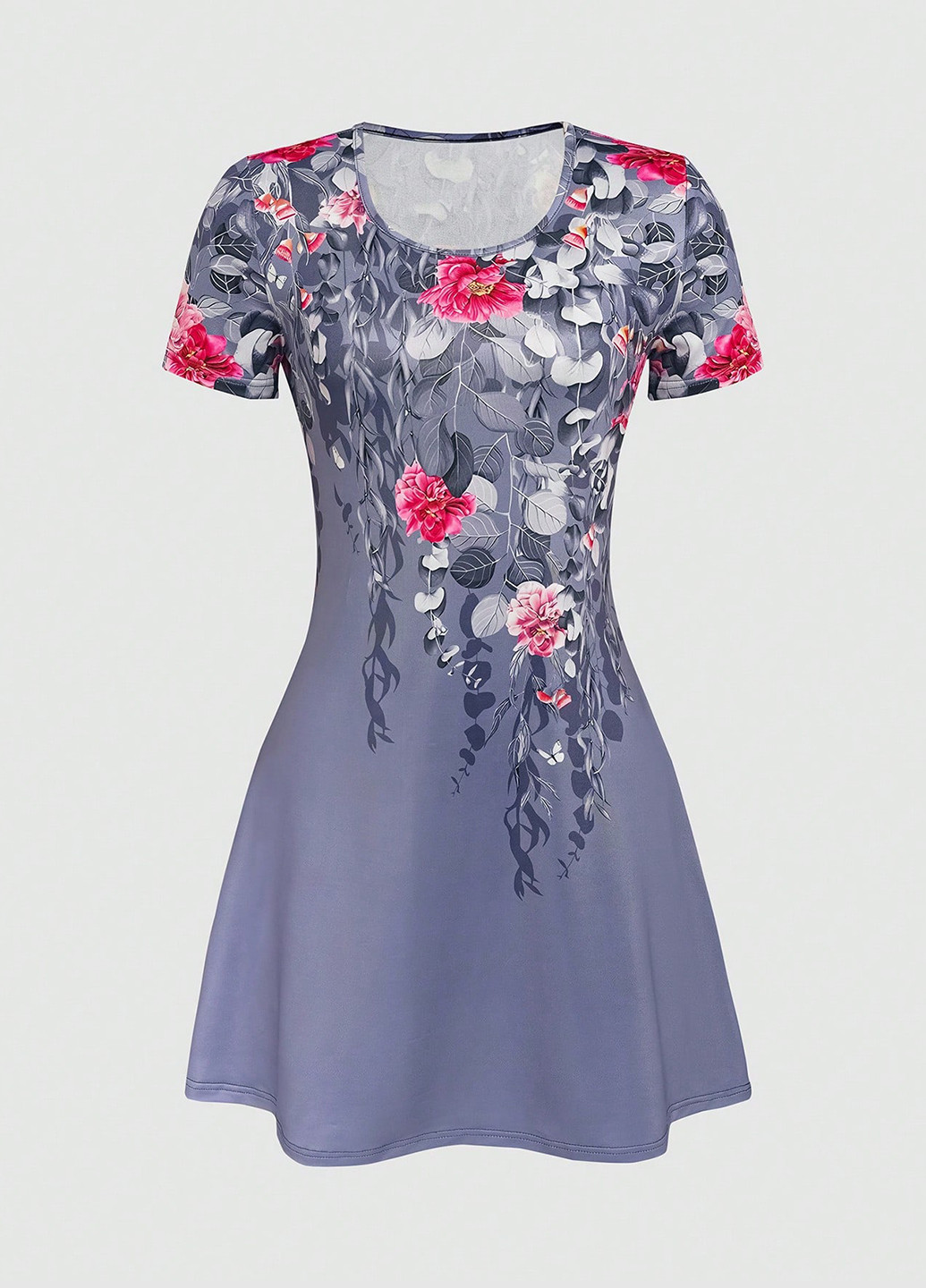 Сіра кежуал сукня кльош SHEIN з квітковим принтом