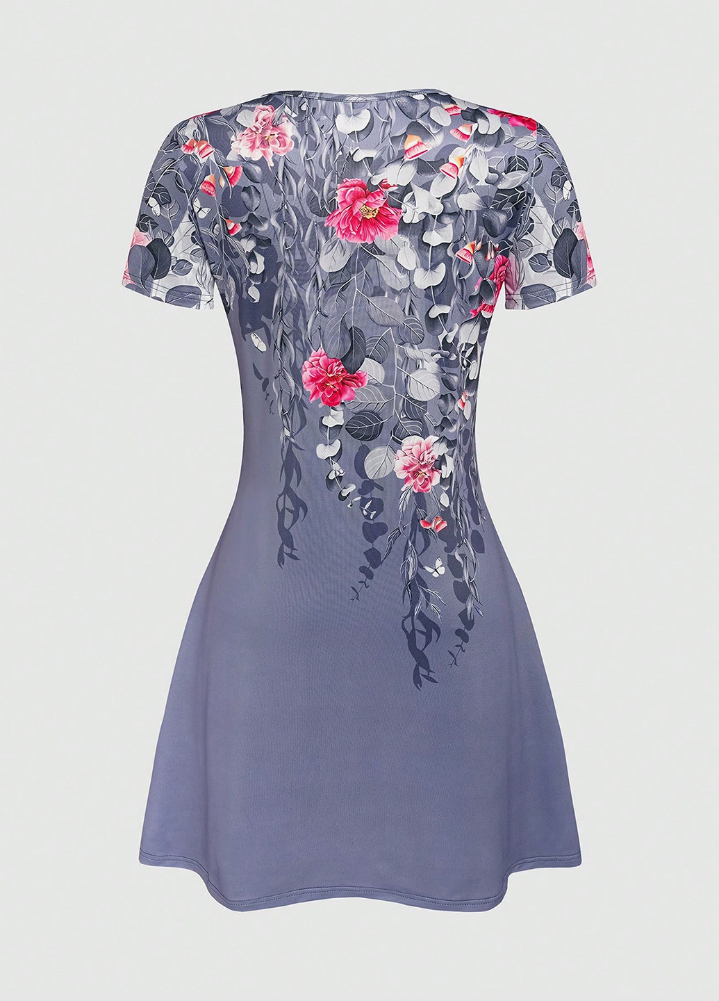 Сіра кежуал сукня кльош SHEIN з квітковим принтом
