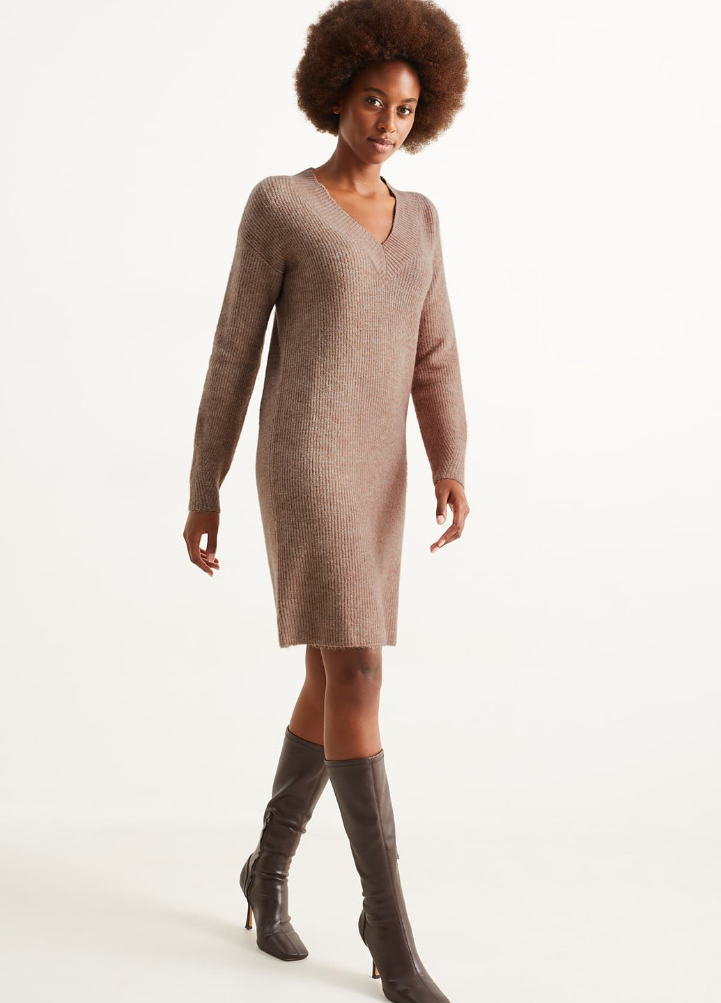 Бежева кежуал сукня сукня светр C&A однотонна