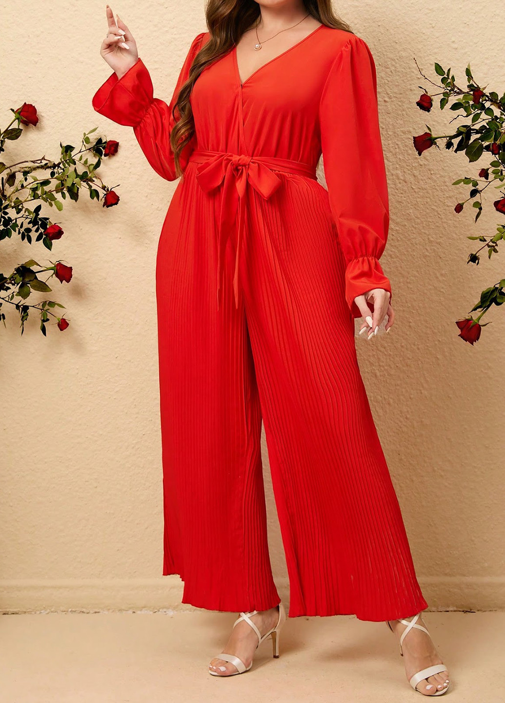 Комбінезон SHEIN комбінезон-брюки однотонний червоний кежуал поліестер