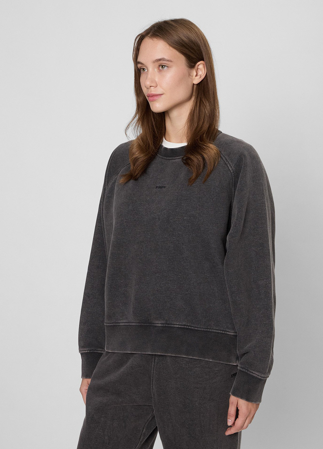 Серый свитшот PRPY меланж вышивка, потертости (315841110)