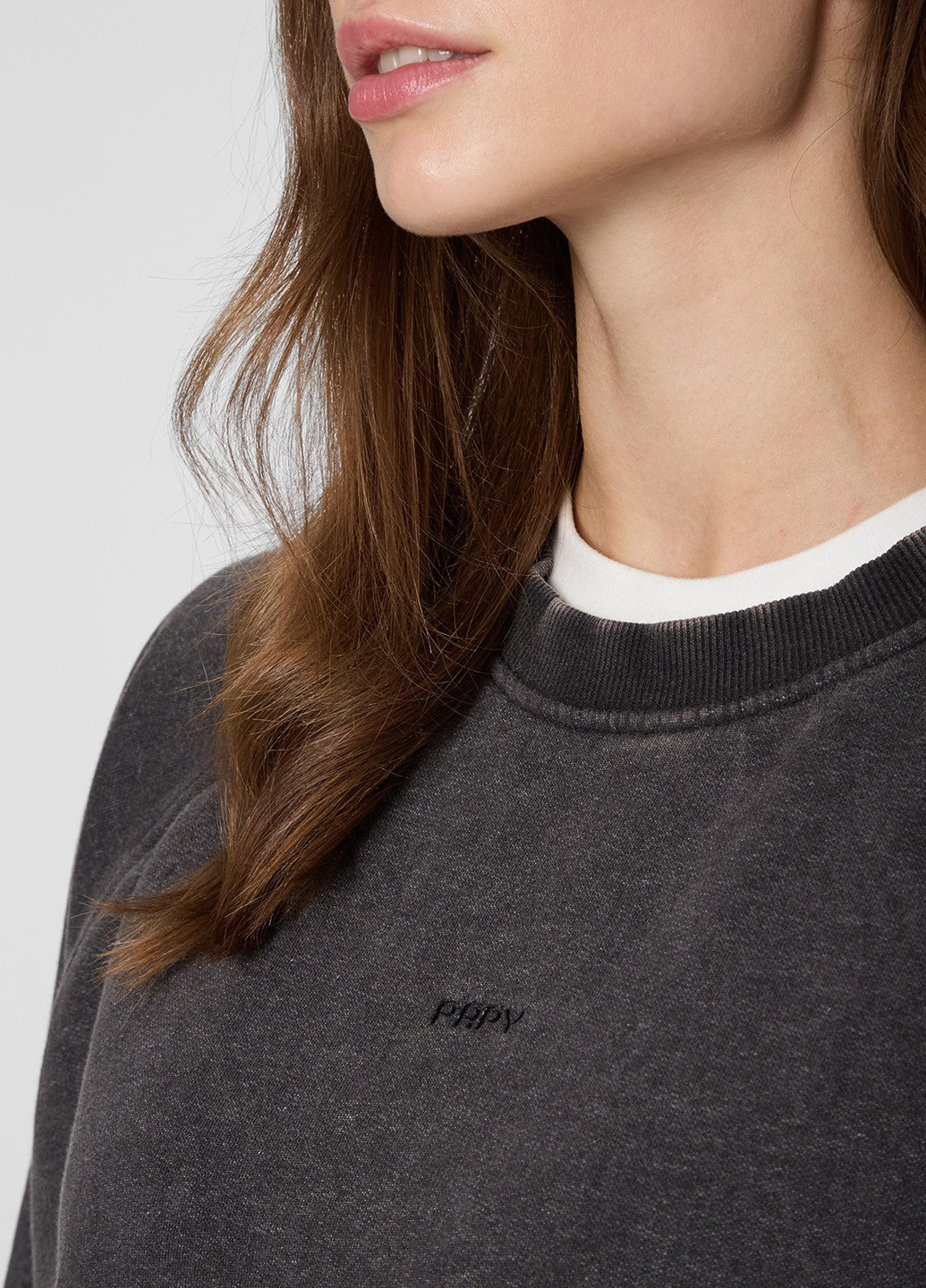 Серый свитшот PRPY меланж вышивка, потертости (315841110)