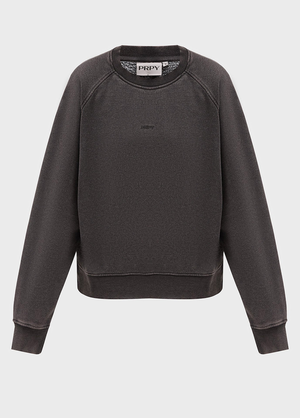 Серый свитшот PRPY меланж вышивка, потертости (315841110)