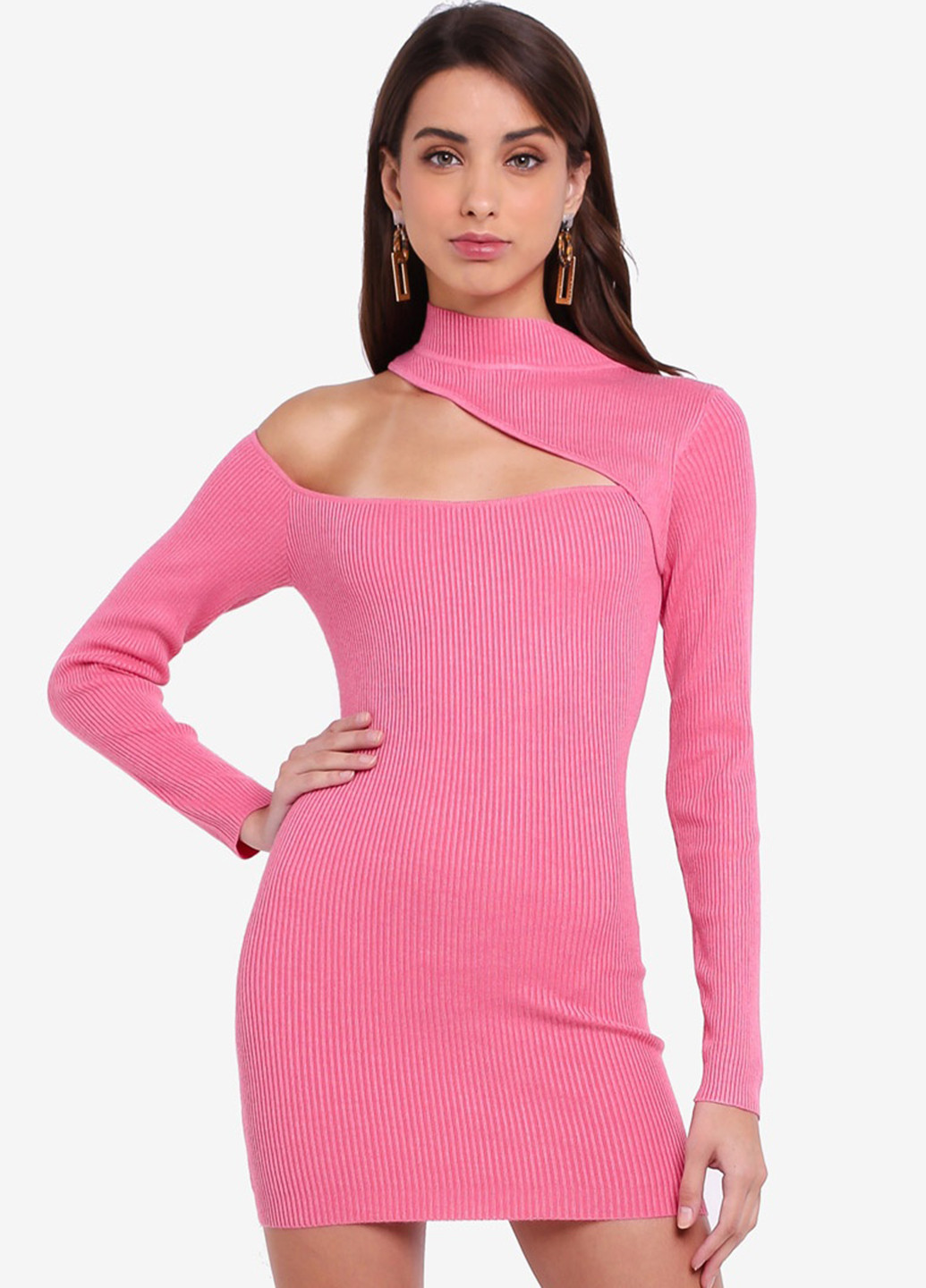 Рожева коктейльна плаття, сукня сукня-водолазка Missguided однотонна