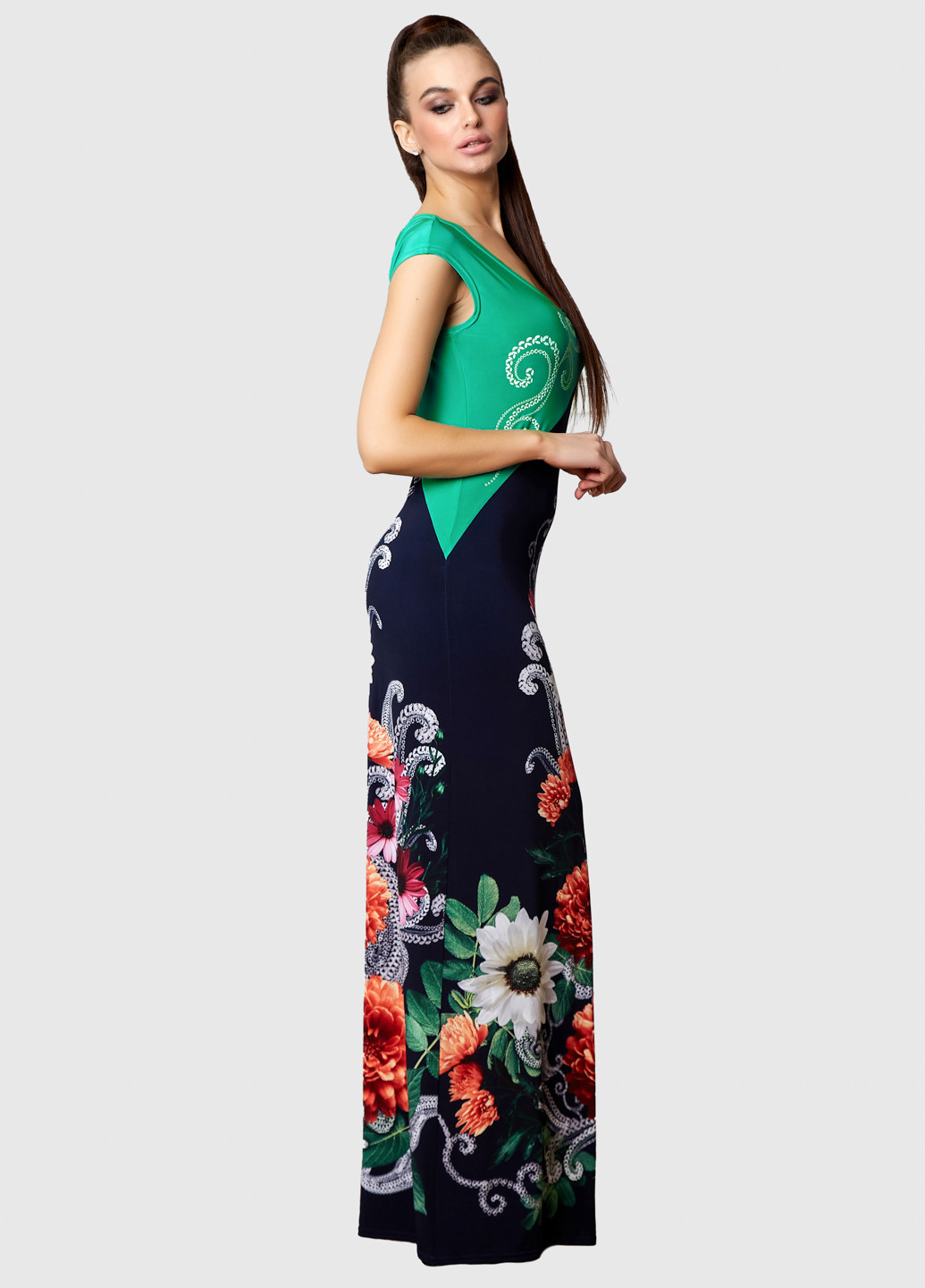 Комбинированное кэжуал платье годе ST-Seventeen с цветочным принтом