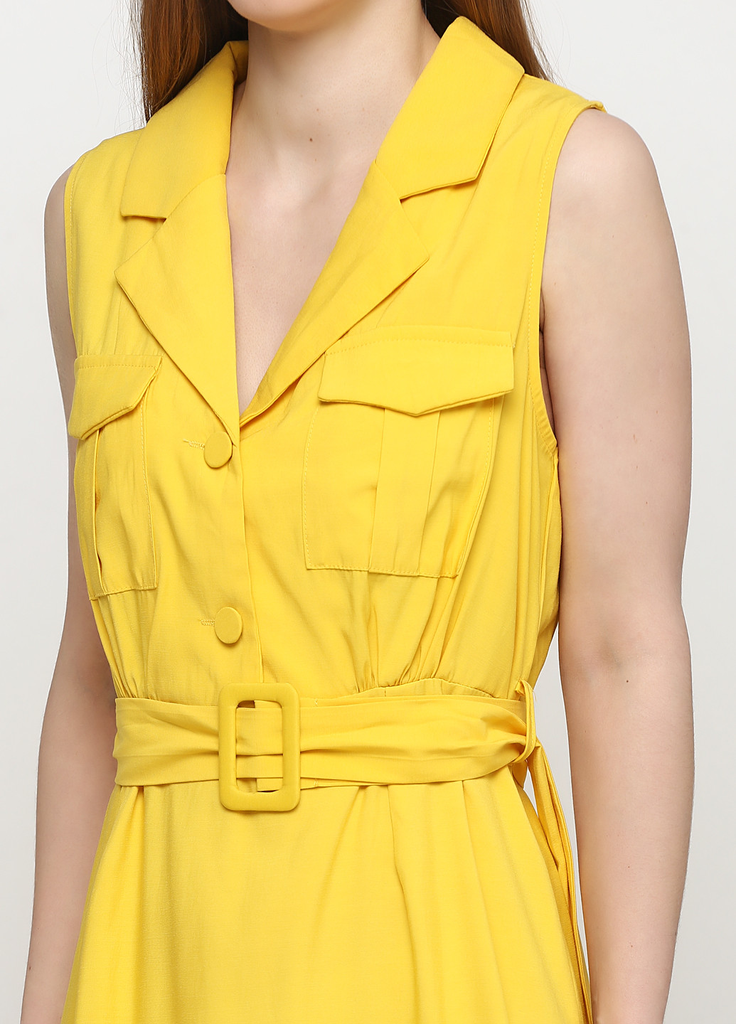 Желтое кэжуал платье Unigirl однотонное