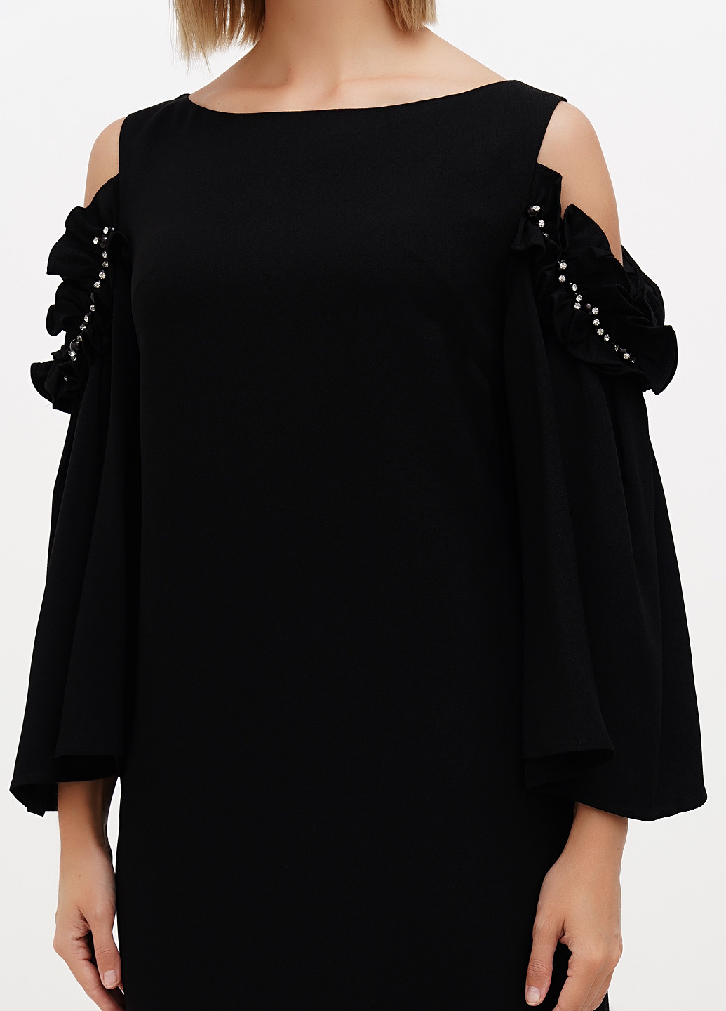 Черное кэжуал платье Sassofono однотонное