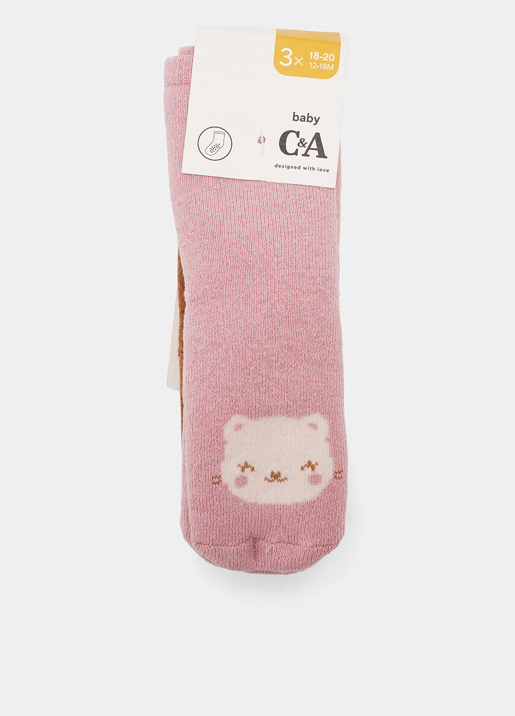 Рожеві шкарпетки (3 пари) C&A смужки (334008585)