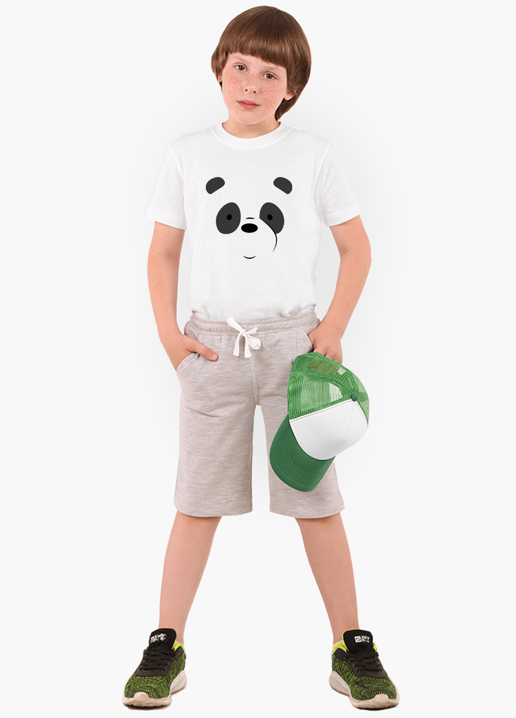 Біла демісезонна футболка дитяча панда вся правда о медведях (we bare bears) білий (9224-2661) 110 см MobiPrint