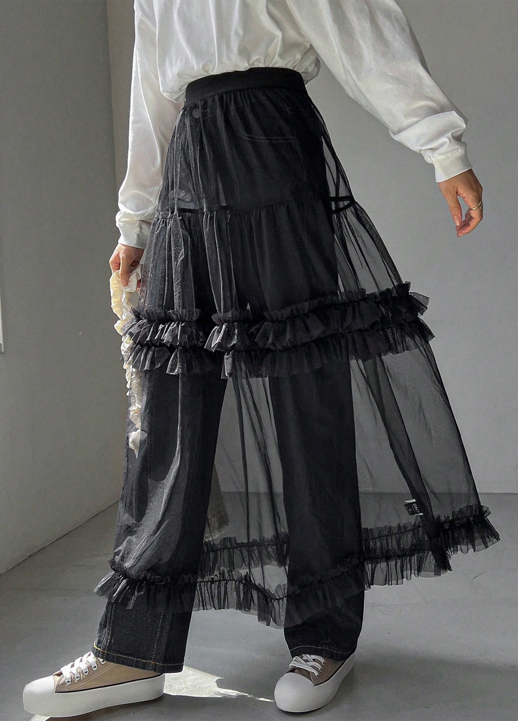 Черная кэжуал однотонная юбка SHEIN а-силуэта (трапеция)