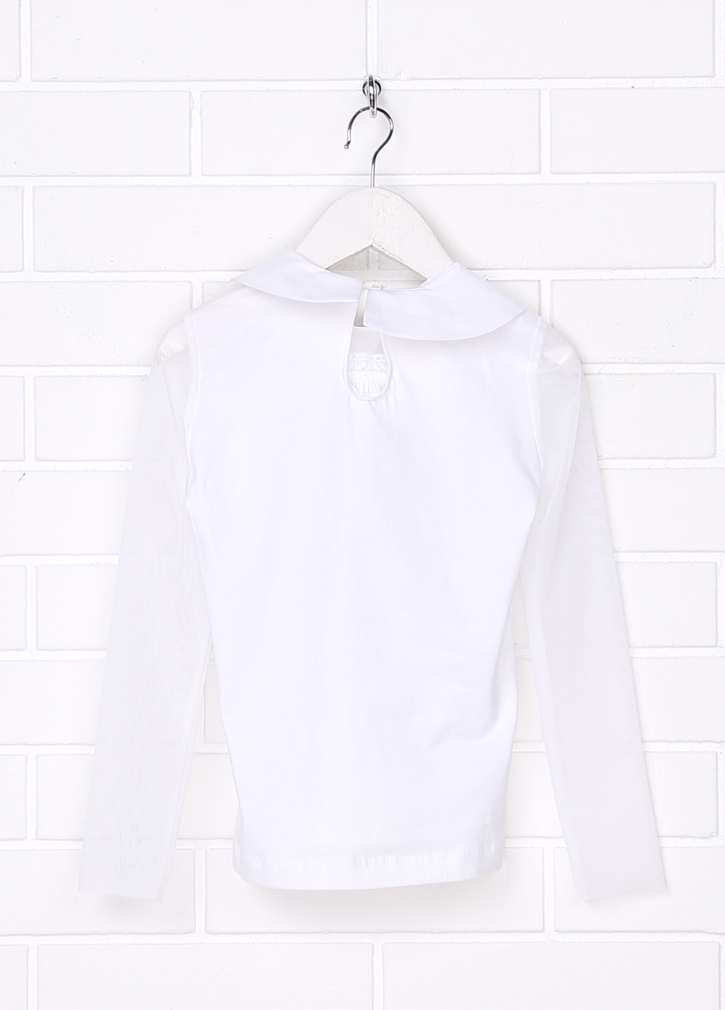 Белая однотонная блузка с длинным рукавом Sasha демисезонная