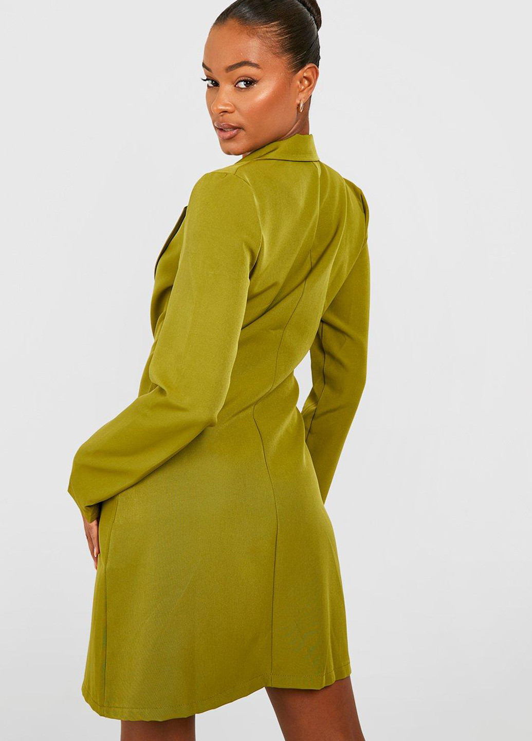 Оливкова кежуал сукня сукня-жакет Boohoo однотонна