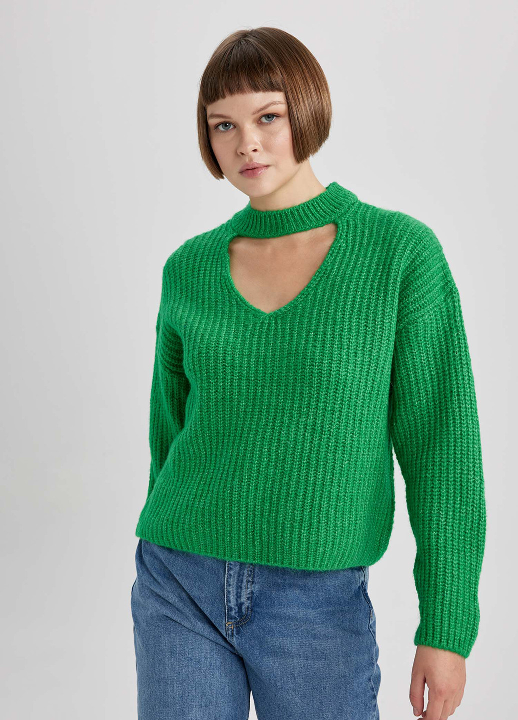 Зеленый демисезонный свитер джемпер DeFacto