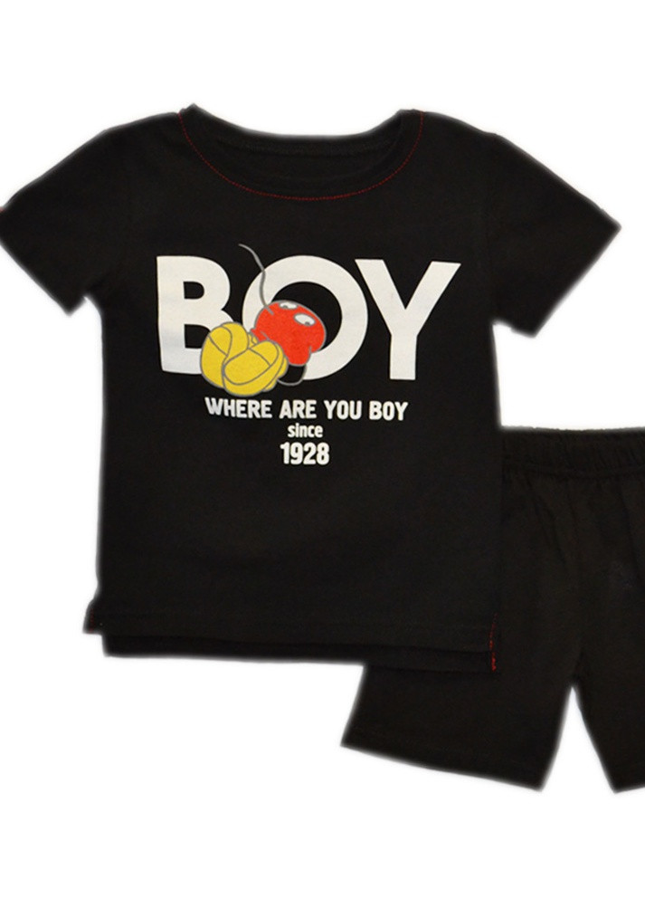 Черный летний костюм для мальчика футболка +шорты "міккі с шортами Витуся