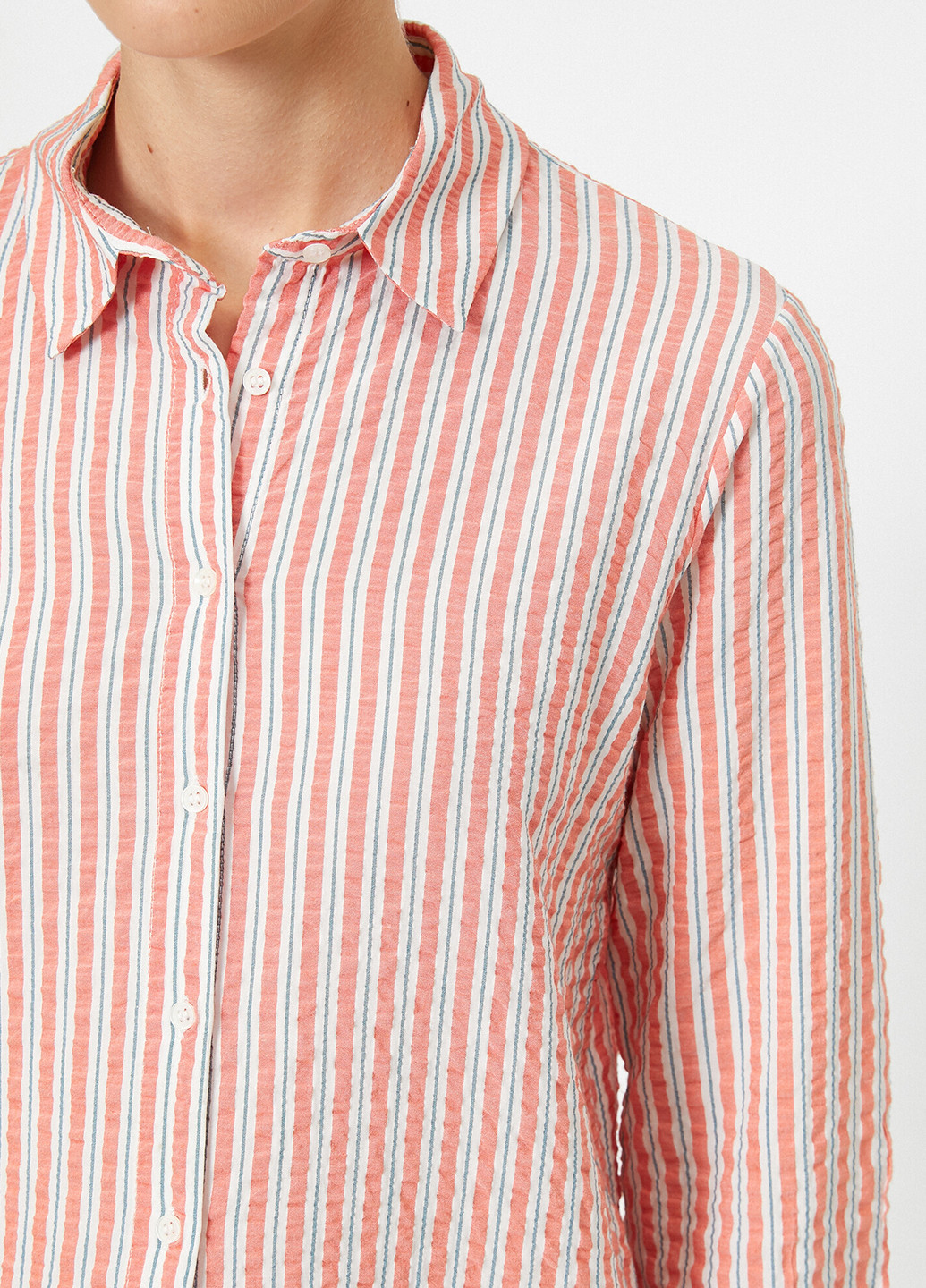Оранжевая кэжуал рубашка в полоску KOTON