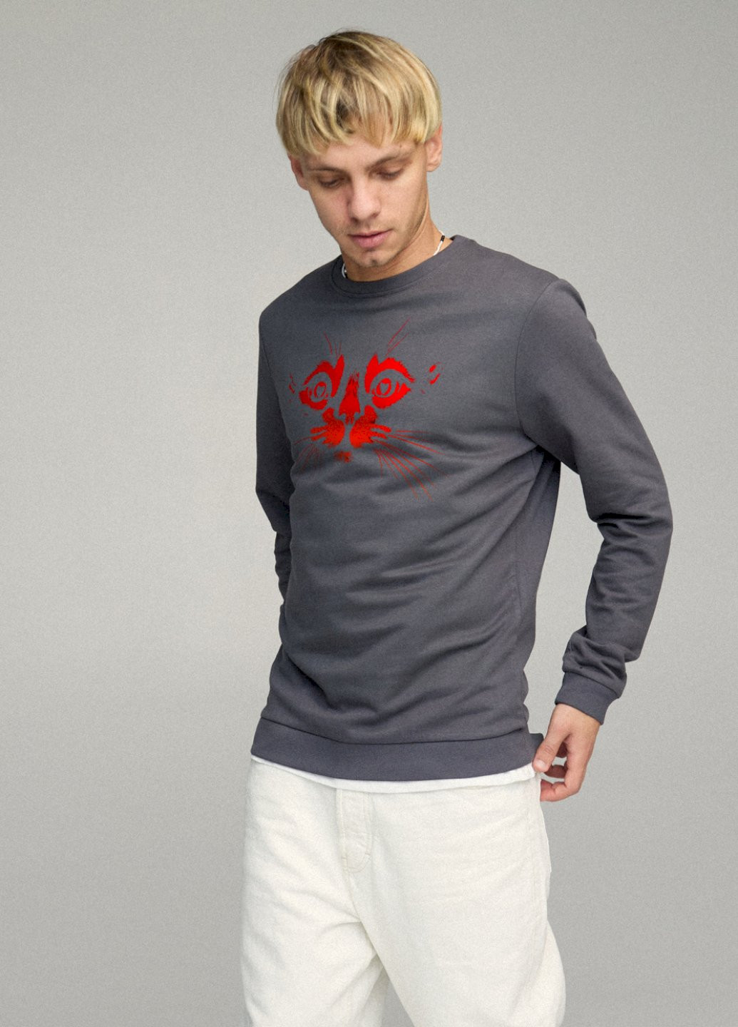 Темно-серый свитшот мужской basic /no flis/ YAPPI (252258473)