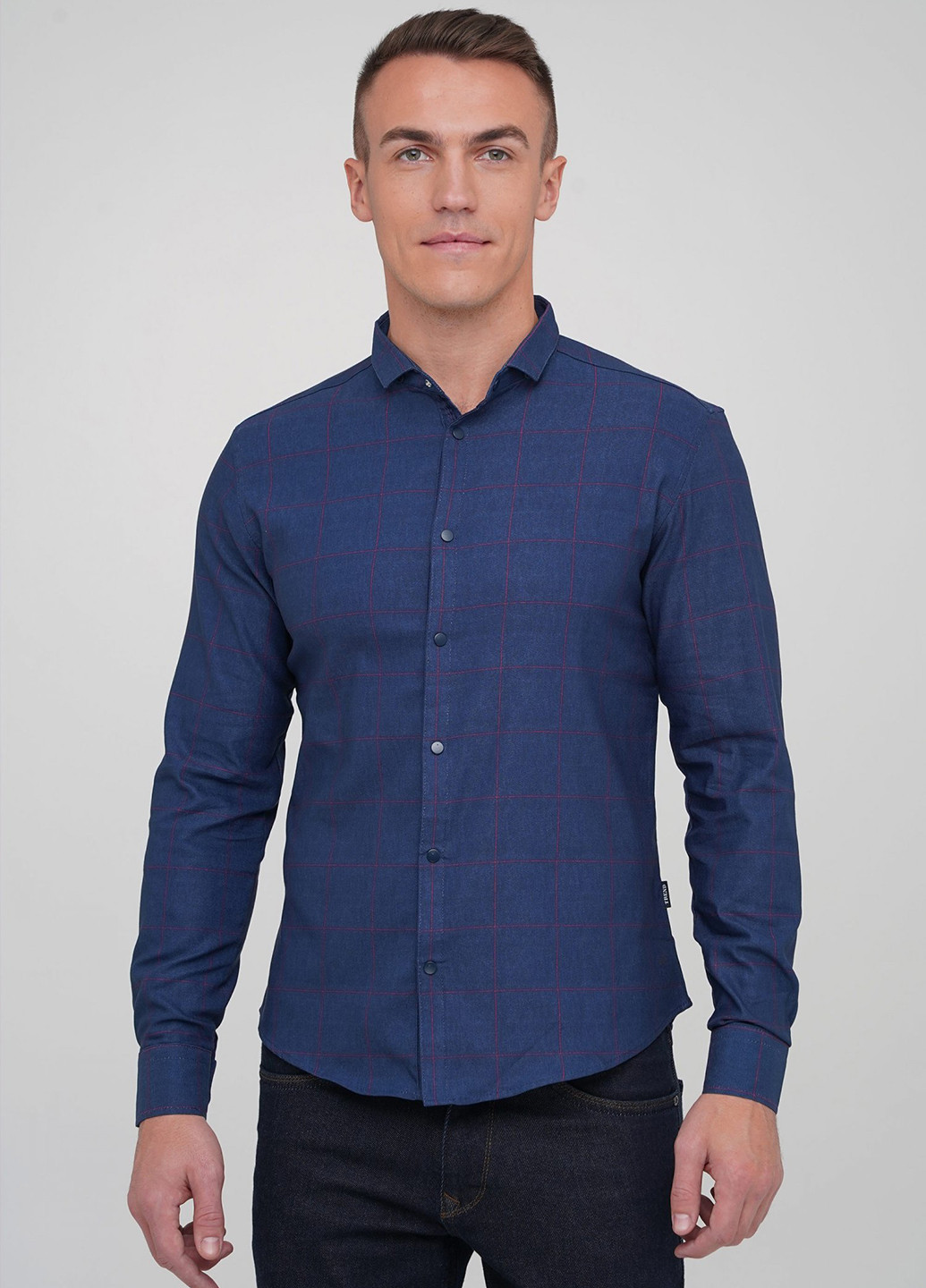 Синяя кэжуал рубашка в клетку Trend Collection