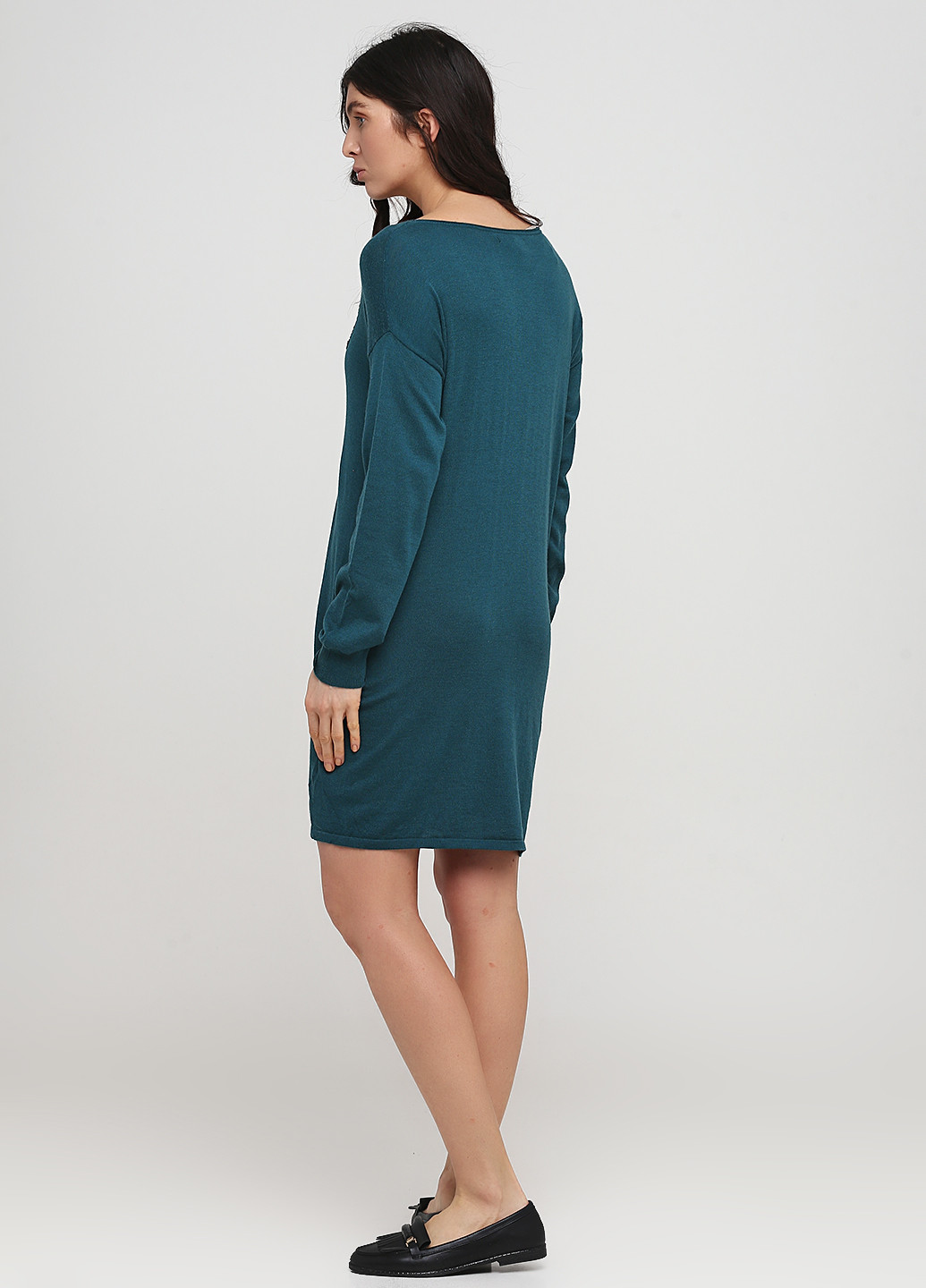 Темно-зеленое кэжуал платье платье-свитер La Mode Est Avous однотонное