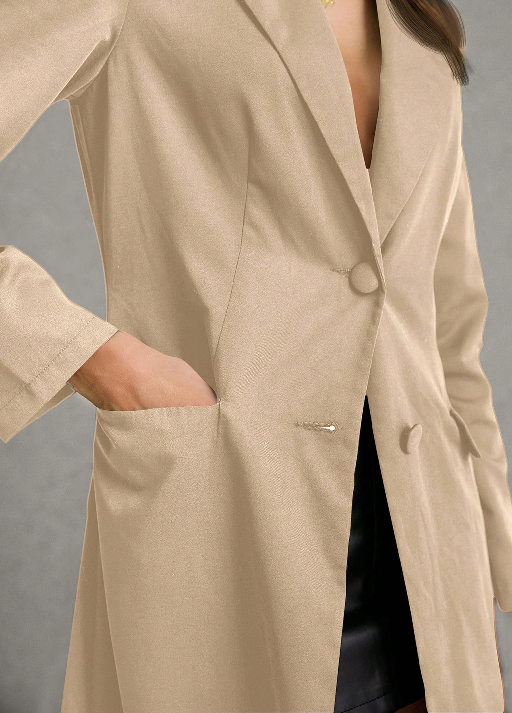 Бежевое демисезонное Пальто однобортное SHEIN