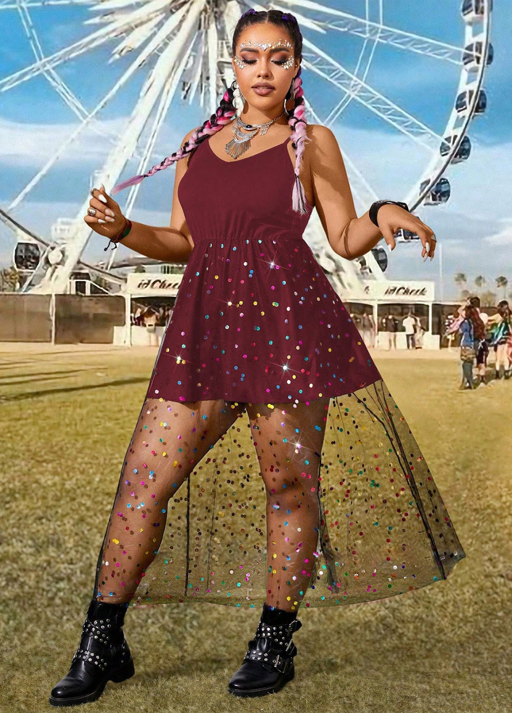 Бордова кежуал сукня SHEIN однотонна