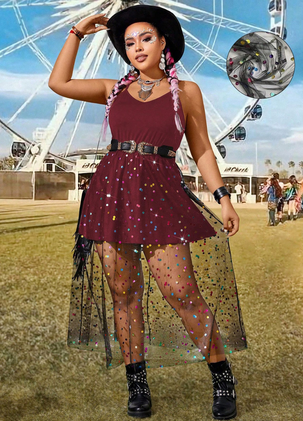 Бордова кежуал сукня SHEIN однотонна