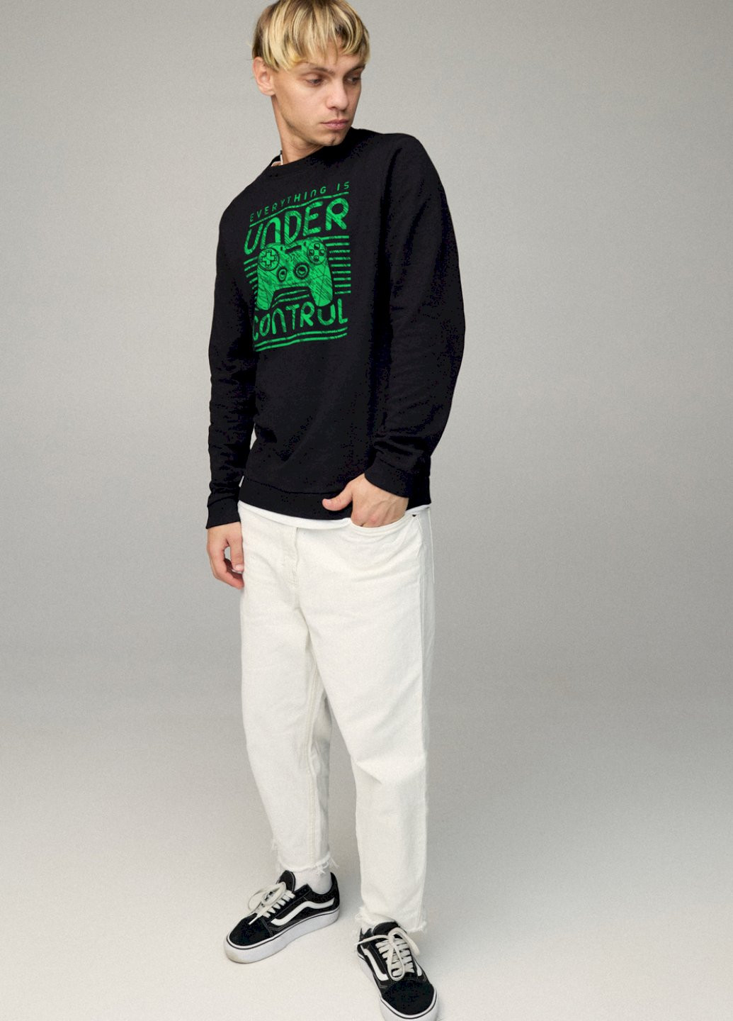 Черный світшот чоловічий basic /no flis/ YAPPI рисунок (254557693)