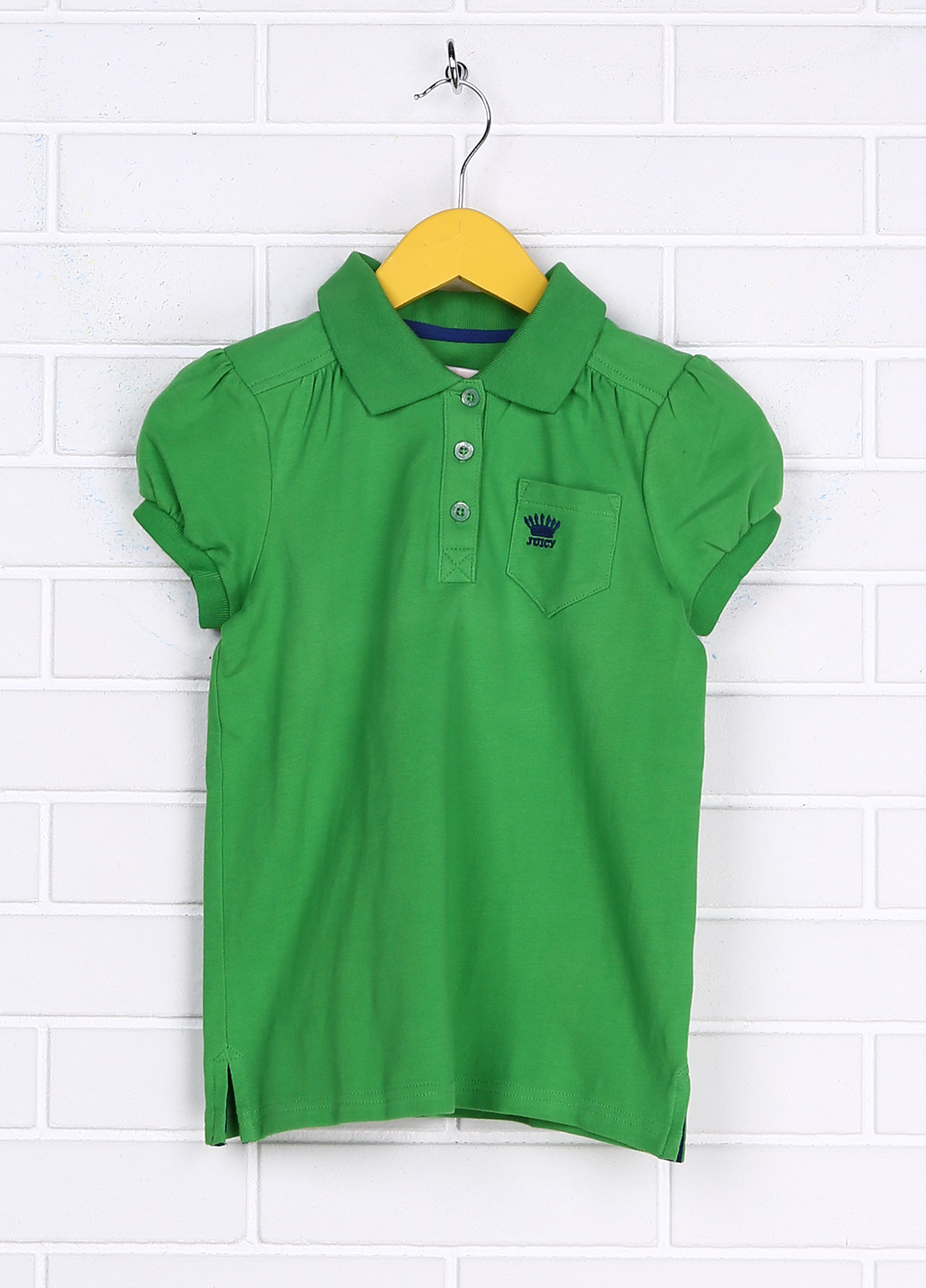 Зеленая детская футболка-поло для девочки Juicy Couture однотонная