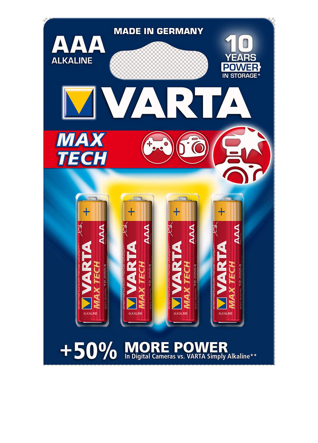 Батарейка Varta LONGLIFE MAX POWER AAA BLI 4 ALKALINE (04703101404) красные